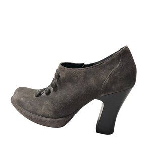 Gray Suede Granny Heels